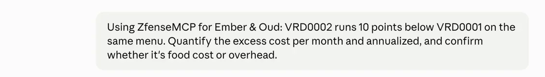 Claude naming the company it is querying before quantifying the excess cost