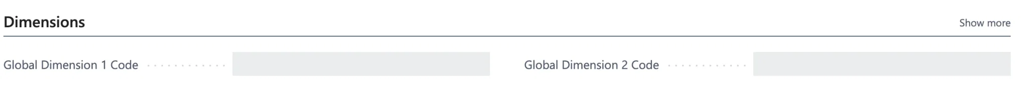General Ledger Setup with both Global Dimension code fields blank